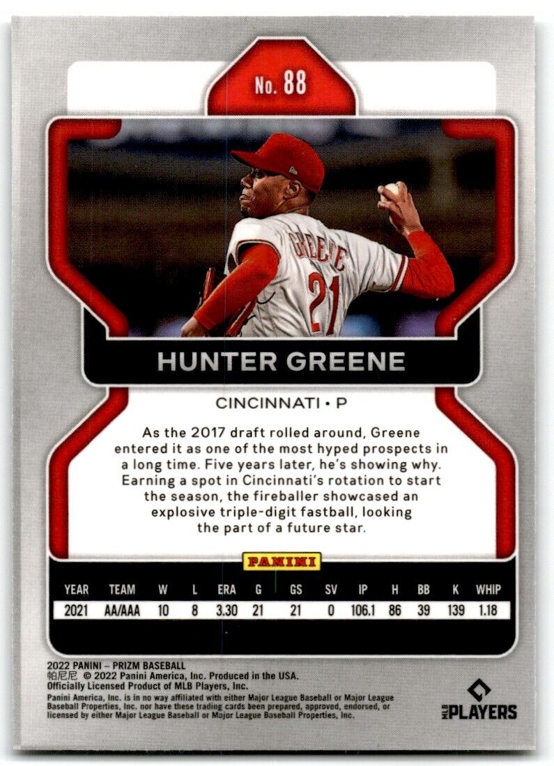 2022 Panini Prizm Hunter Greene #88