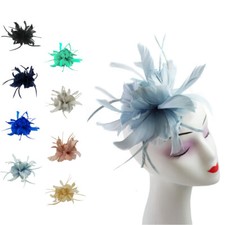 Small Flower Feather Hair Hat Fascinator Headband Clip Wedding Royal Ascot Race