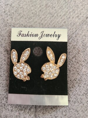 Playboy Bunny CZ Paved Gems 316L Stainless Steel Post Stud Pair
