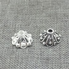 8 Sterling Silver Floral Bead Caps Spacer for Bracelet Necklace 8mm