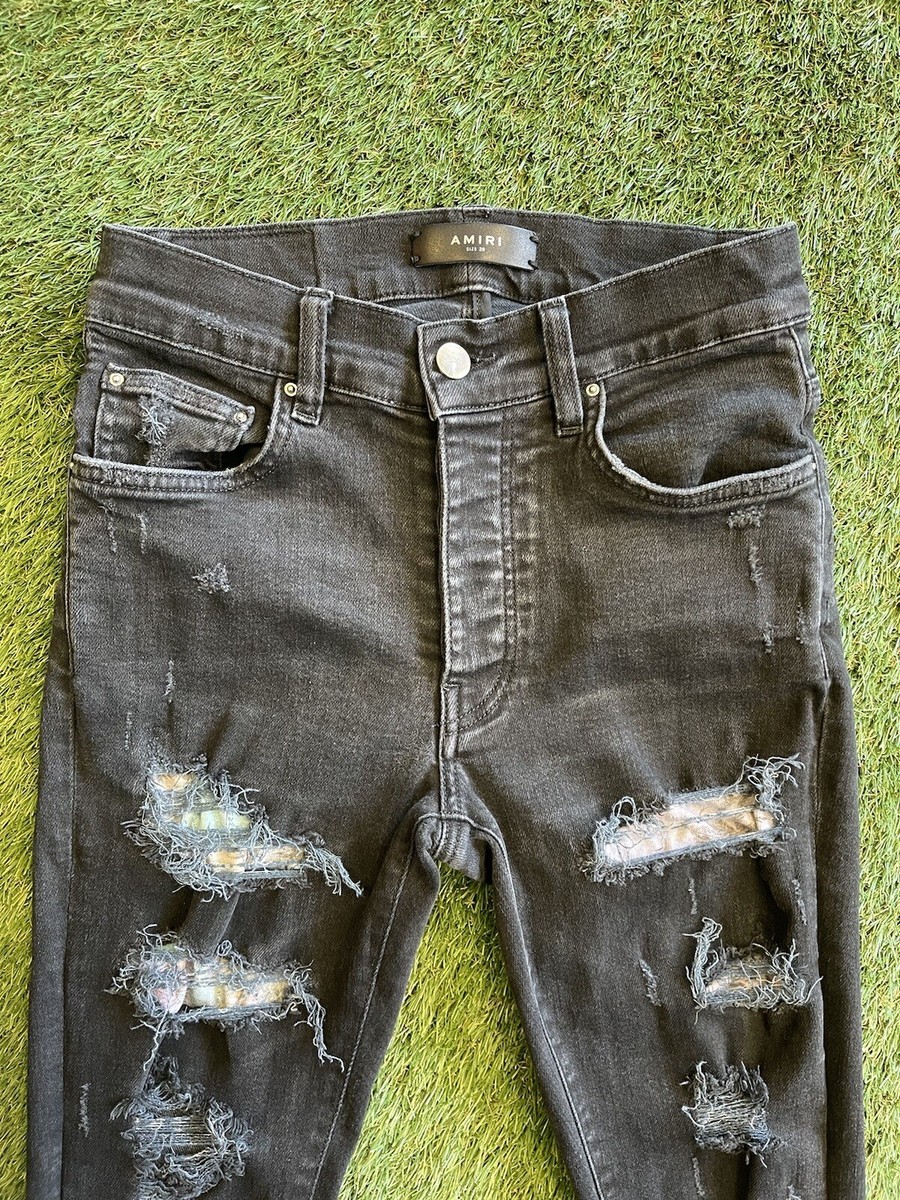 Size 28 - Authentic Amiri Jeans Distressed Hawaiian Patch Black
