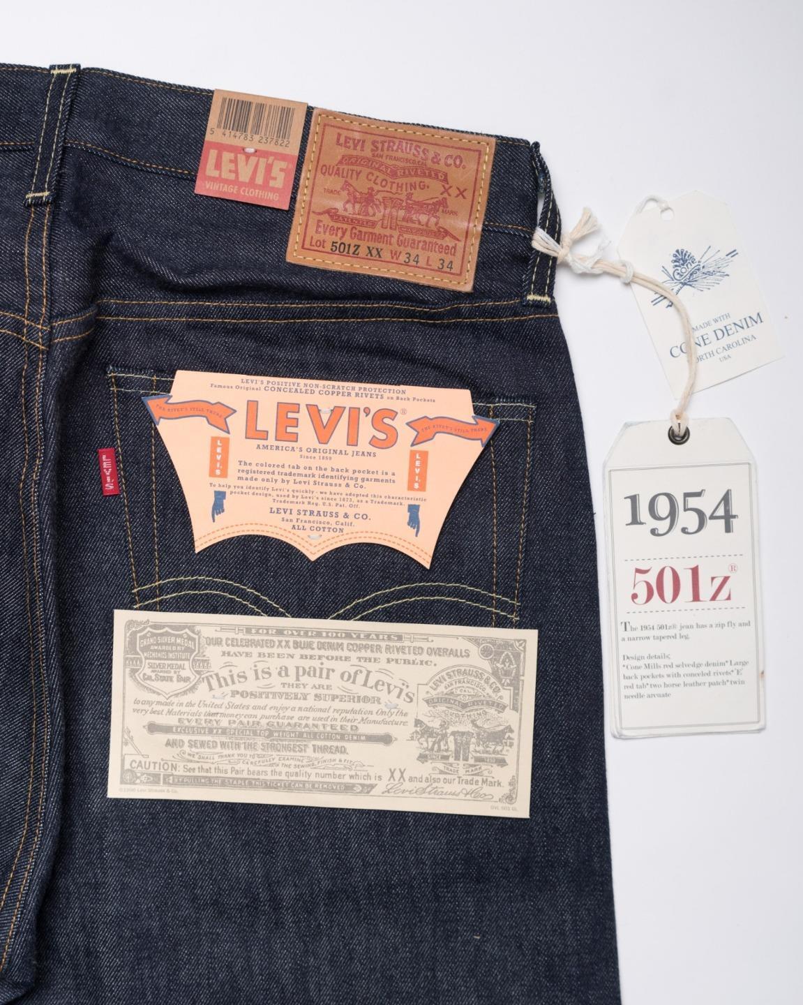 LVC Levi’s Vintage Clothing 501Z XX 1954 Selvedge Denim Jeans 34X34 Made in  USA