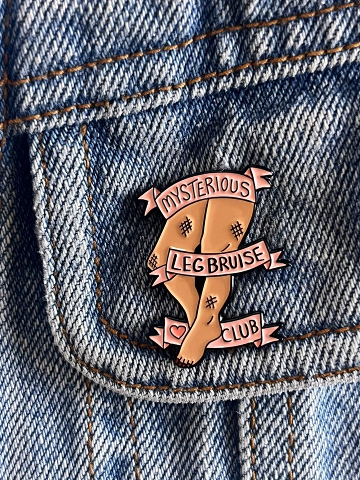 “Mysterious Leg Bruise Club” Funny Enamel Pin - Excellent Condition - Image 3 of 4