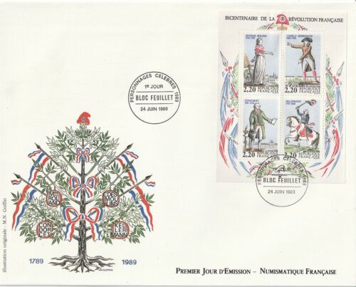Enveloppe GF 1er jour 1989 Numismatique Liberté Egalité Fraternité - Picture 1 of 2