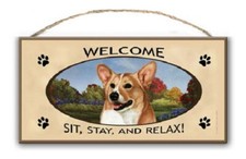 Wood Welcome Sign - Corgi