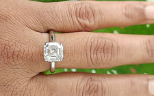 14K Weißgold Beschichtet 3Ct Asscher Simulierte Diamant Solitär Verlobungsring