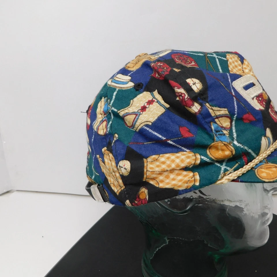 Chapéu de corda de golfe vintage Ping verde estampa total alça de couro ajustável feito nos EUA - Imagem 3 de 4