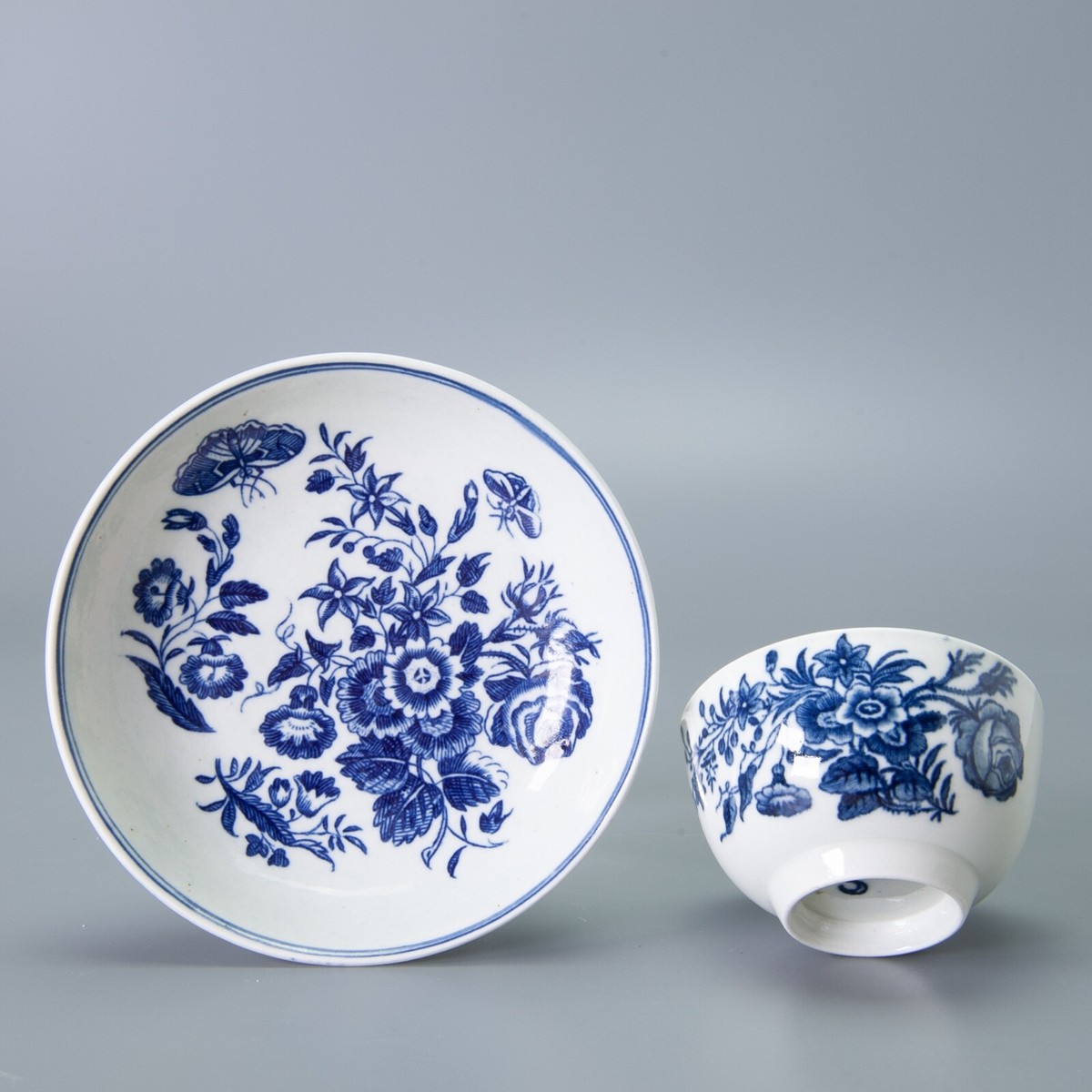 Worcester porcelain cup & saucer, flowers, 18th century. | eBay