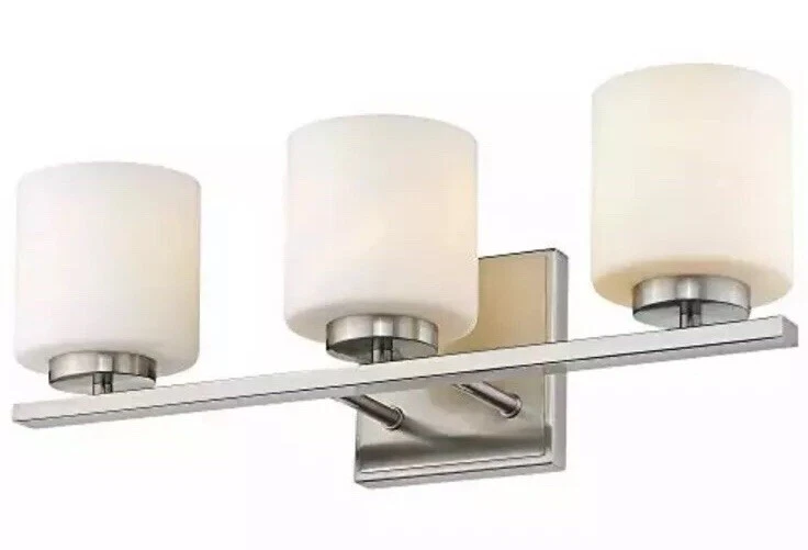 Emliviar 3 Light Bathroom Vanity Light Fixture Brushed Nickel Finish with White