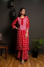 Indian Pakistani Ethnic Wear Lacknawi Chikankari on Georgette Chikan Work