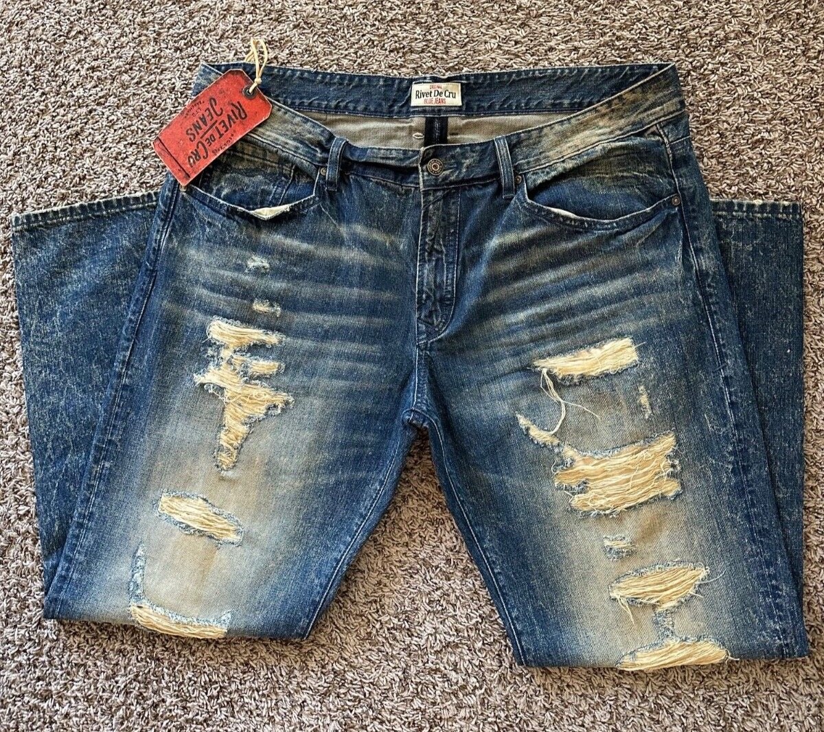 Men's Rivet De Cru Relaxed Fit Straight Leg Jeans Size 40 New With