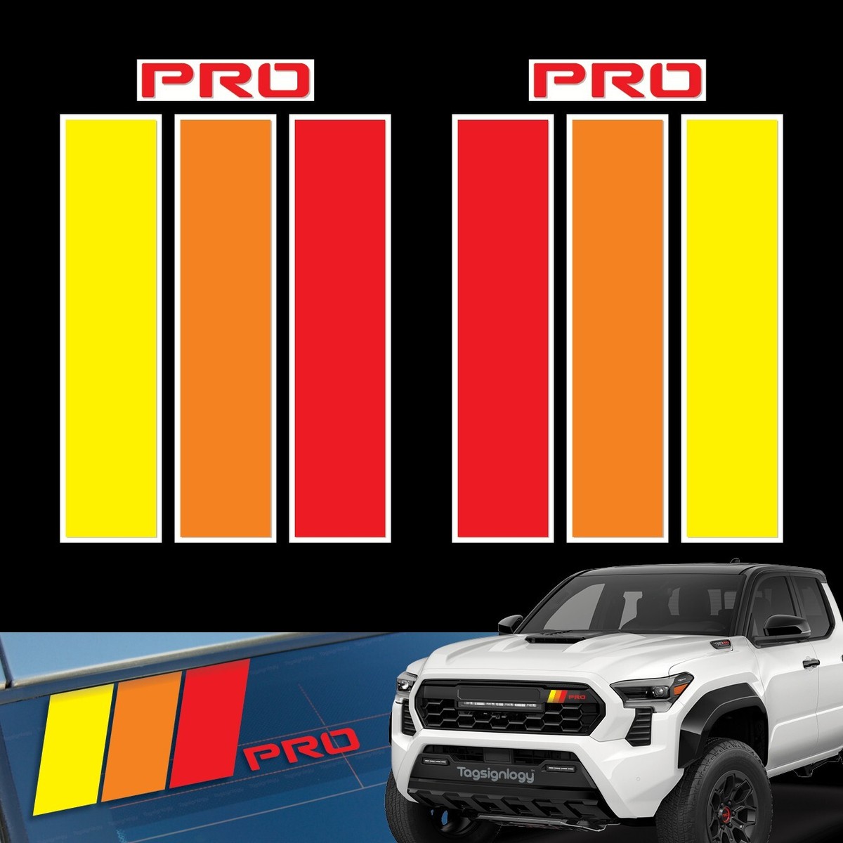 8pcs) Tri-Color Stripe Vinyl Decal Classic Retro DIY Sticker for