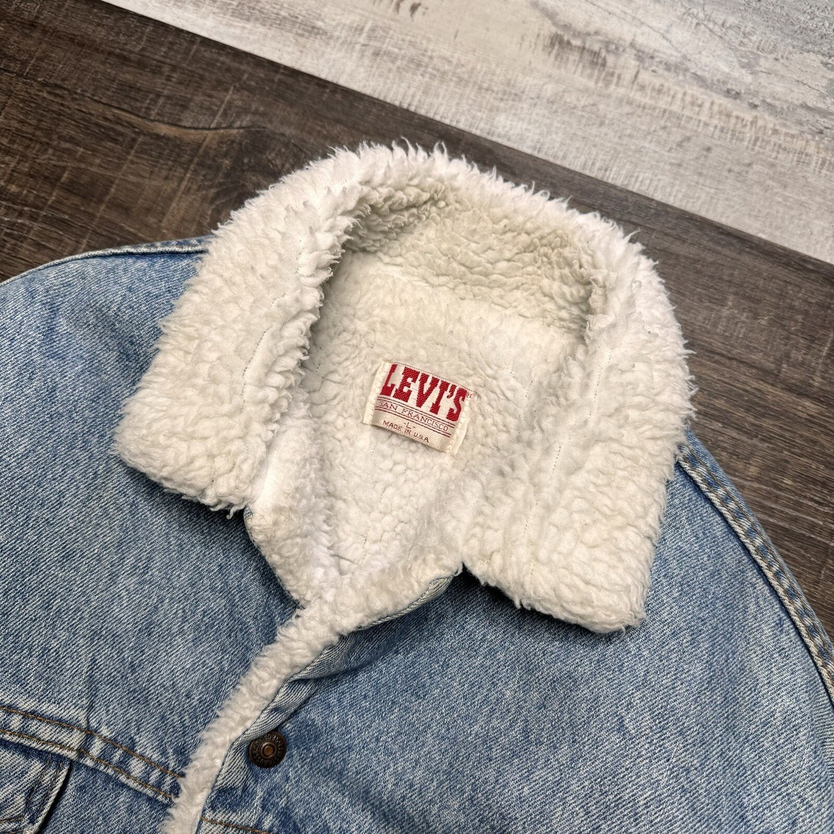 Vtg 80s 90s Levis Mens Denim Sherpa Lined Trucker Jacket