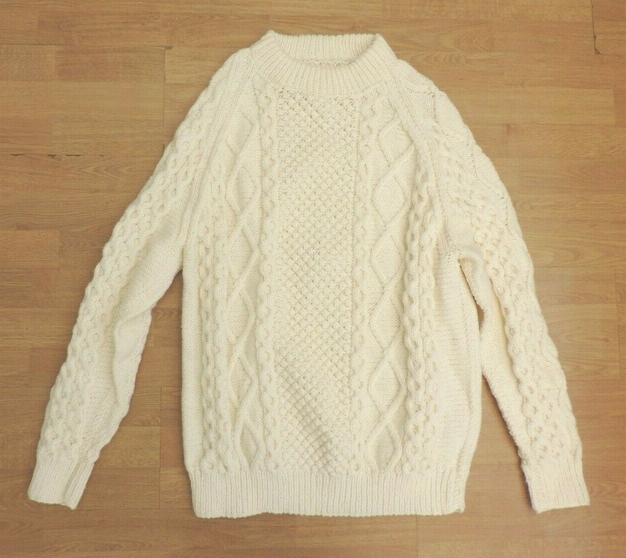 Men's Stunning Chunky Cable Knit Warm Beige Jumper N2… Gem