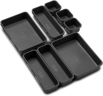 madesmart Interlocking 8 Bin Pack Stackable Organizing Trays