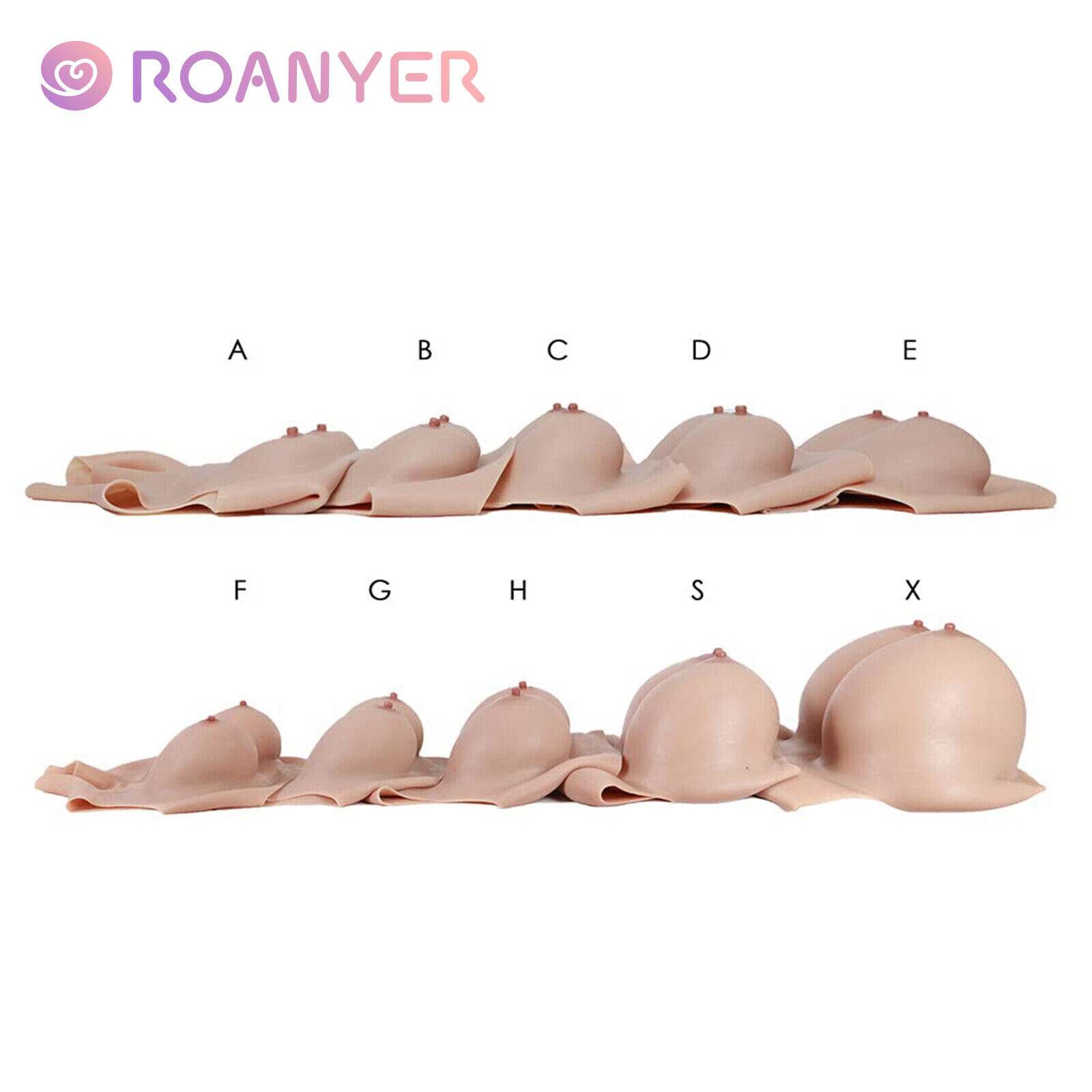 Roanyer C-Z Cup Silicone Fake Boobs Breast Forms Breastplate for  Crossdresser