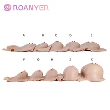 Roanyer C-Z Cup Silicone Fake Boobs Breast Forms Breastplate for Crossdresser