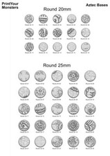 3D Printed Fantastic Plants and Rocks Round Bases Aztec Bases 28mm - 32mm D D