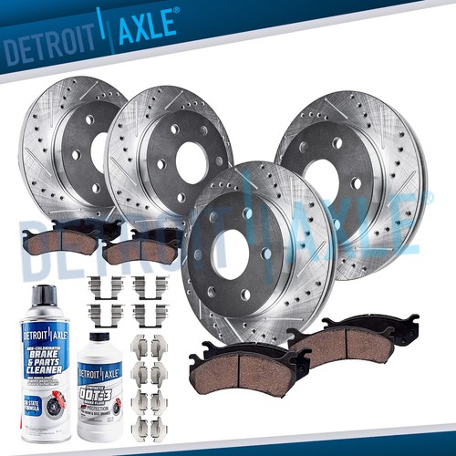 338mm Front & Rear Drilled Rotors + Brake Pads for 20032009 Toyota