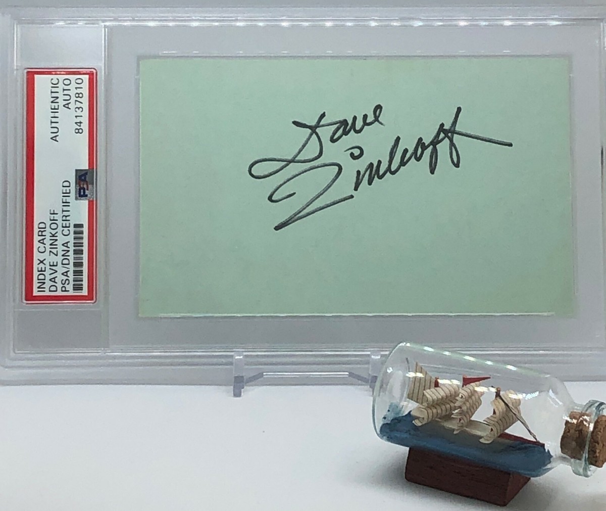 OSICA ケイシー・グローヴ　星5サイン Broadcaster Dave Zinkoff signed 3x5 index card PSA DNA Slabbed