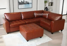 4PC CLASSIC LEATHER SECTIONAL SOFA Set S405C (Custom options available)