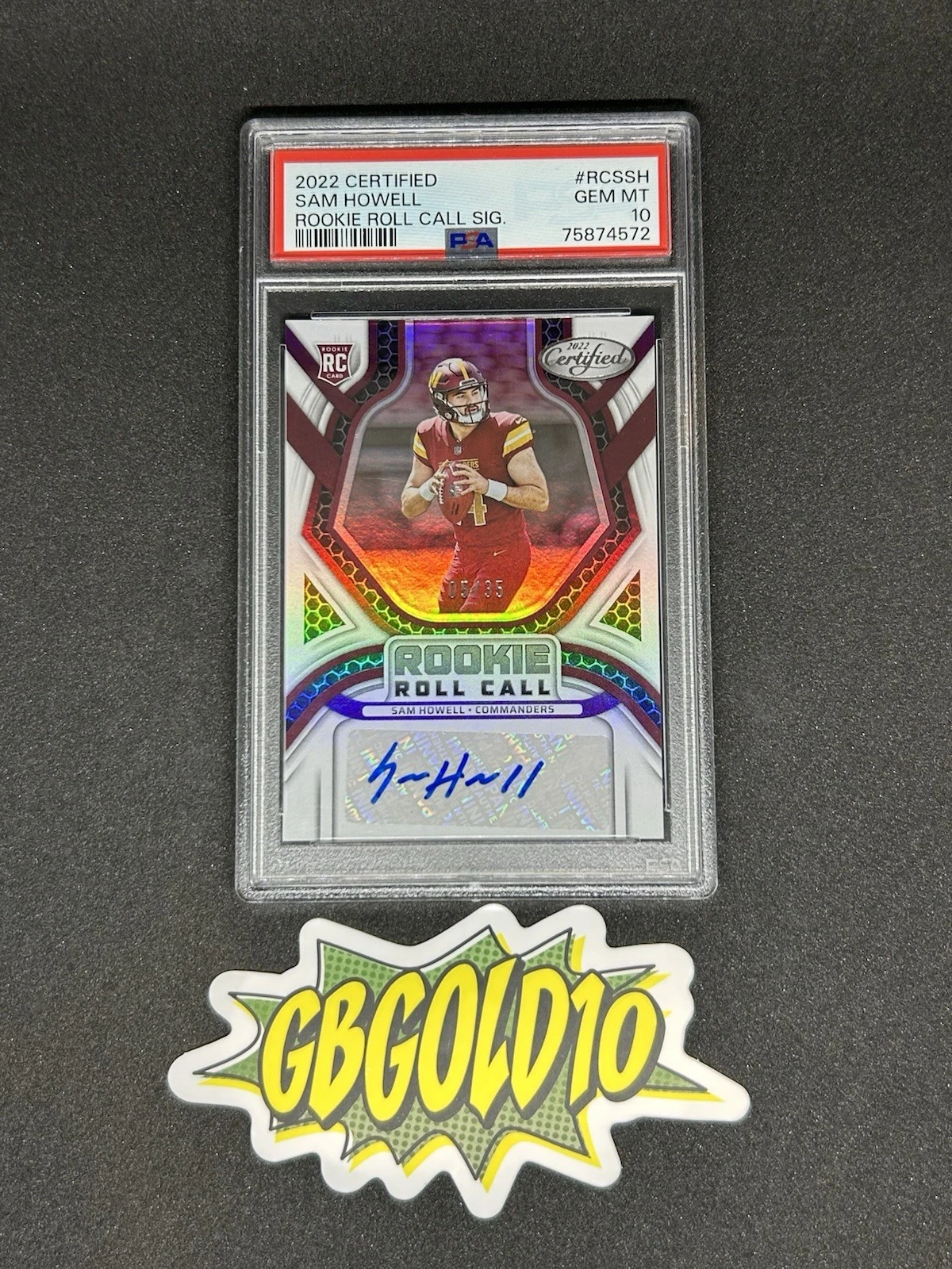 Sam Howell Panini Certified Rookie Roll Call Signatures #RCSSH Base