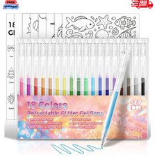 18 Color Glitter Gel Pens Retractable Sparkle...