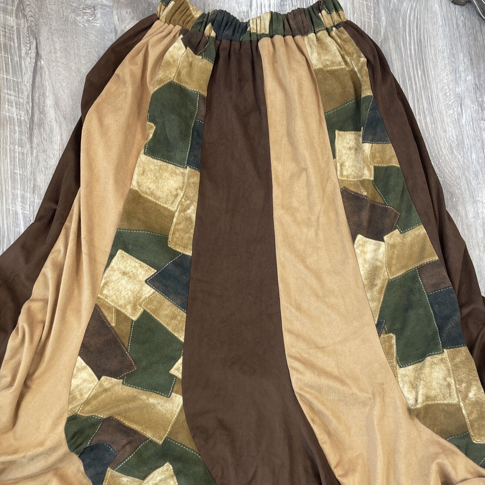 Mondiki Skirt Square Dancing Patchwork Micro Sued… - image 9