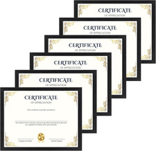 8.5X11 Certificate Frames 6 Packs, Elegant Classic 8.5 X 11 Black Picture Frames