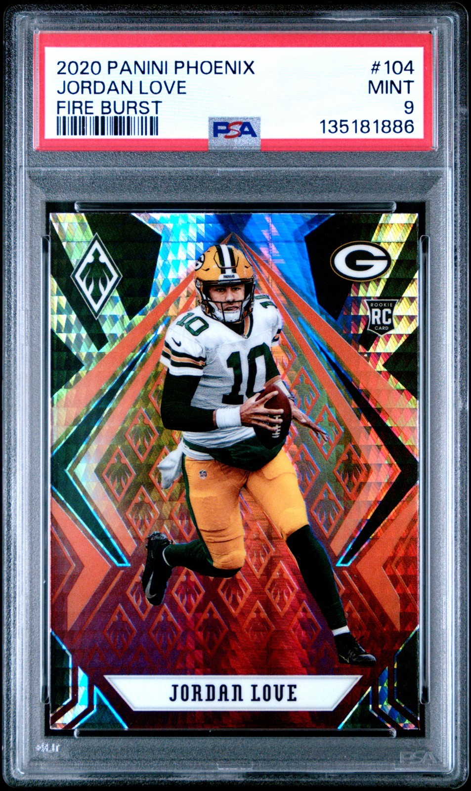 2020 Phoenix JORDAN LOVE Fire Burst #104 PSA 9 MINT RC Rookie Card Packers
