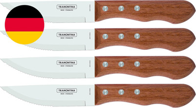 Tramontina Dynamic Steakmesser Jumbo, 4-Teiliges Set, Rostfreier Edelstahl, Holz