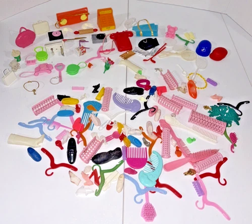 Vintage Barbie Accessories Lot- Shoes, Boots, Hangars, Record Players, Purses