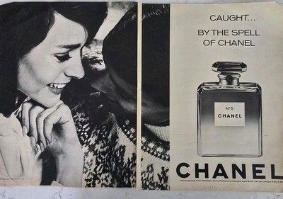 1967 Chanel No. 5 Perfume caught by the spell two page Vintage ad 