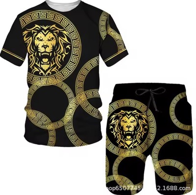 Herren Polo Shirt Kurzarm Rundhalsausschnitt Lion Doré Sommer 2-teilig