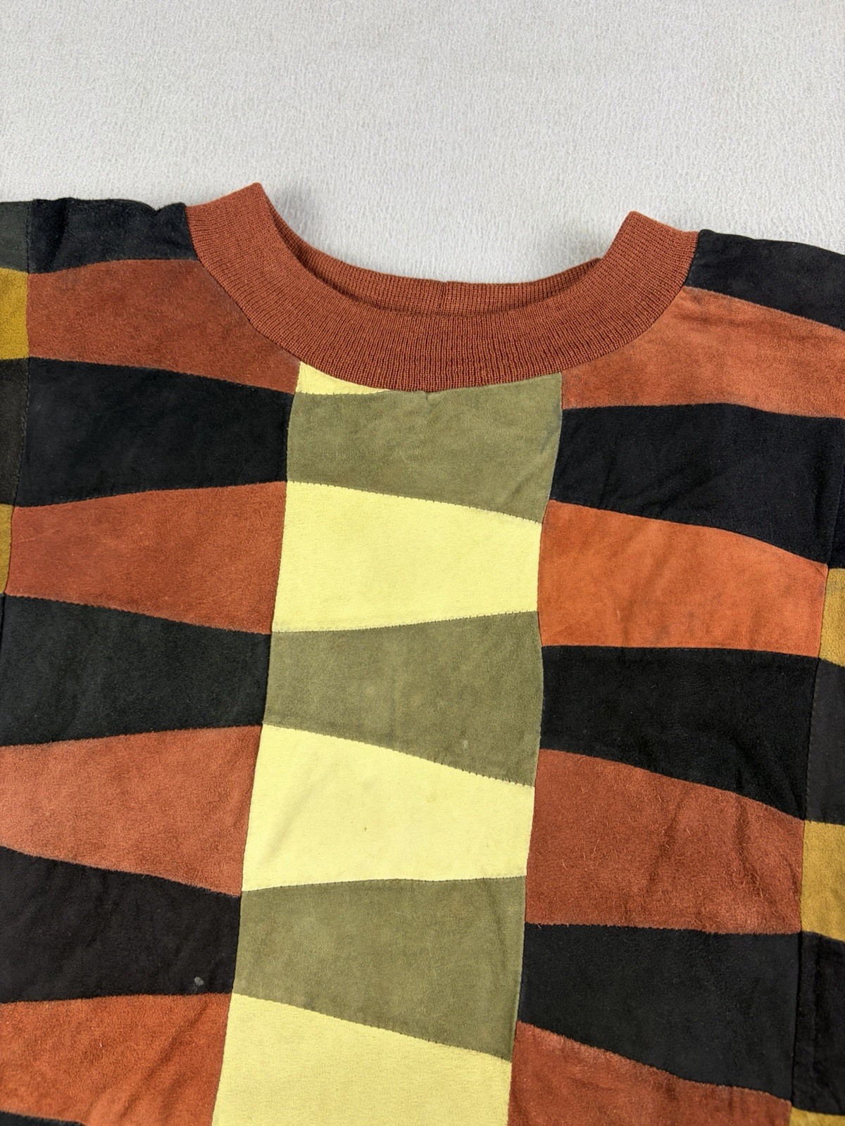 Vintage Leather Patchwork Windbreaker Jacket Adul… - image 2