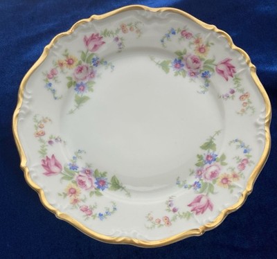 Edelstein Margareta BREAD & BUTTER Plates Flowers Gold Gilding Germany Bavaria