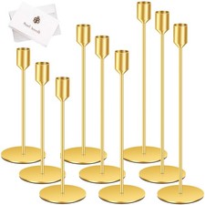 TOSUTO Portacandele in Metallo Alto,9 Pezzi Oro Portacandele,Candeliere da Tavol