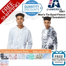 🔥 J. America Men Tie-dyed Fleece Hooded Sweatshirt Pocket Up To 3XL 8861