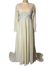 Vintage Alfred Angelo Ivory Maxi Dress 70s Wedding Gown Cottage XS Renaissance