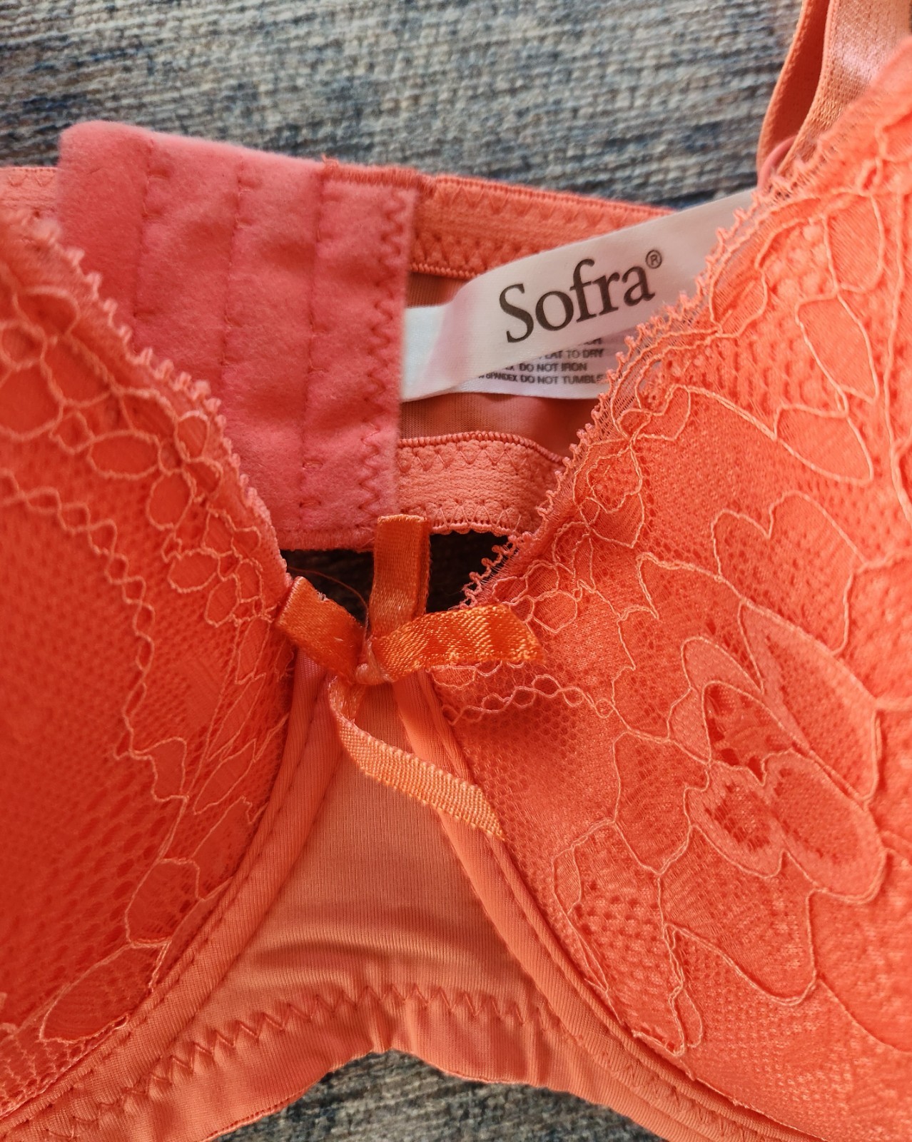 EUC! Sofra lace, orange light padded underwire br… - image 3