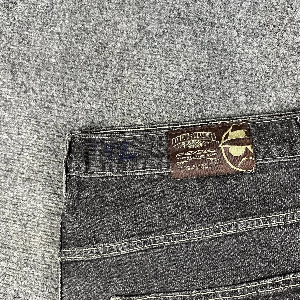 Винтажные мужские джинсы Lowrider 42x29 серые вышитые гранж Y2K Chicano 00s мешковатые - Изображение 4 из 4