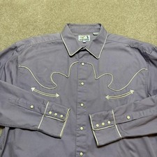 Vtg Panhandle Slim Shirt Mens XL Purple Western Snap Twill Arrow Yoke Cowboy
