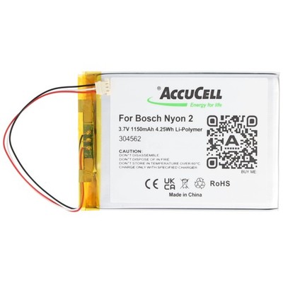 AccuCell Akku kompatibel für Bosch Nyon 2, 3.7V 1150mAh, IP304562, 1ICP3/45/62