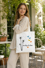 Dandelion Butterfly Print Canvas Tote Bag, Ca...