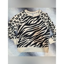 B2 Victoria's Secret PINK Mixed Animal Print Raglan Sweatshirt XS Zebra