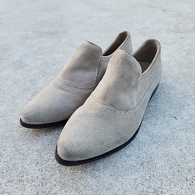 Free People Brady Slip on Suede Leather Low Stacked Heel Loafers Size EU 38