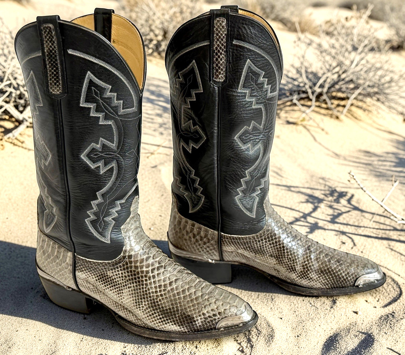 Vtg Mens Anderson Bean 9.5 E Python Snakeskin Bla… - image 8