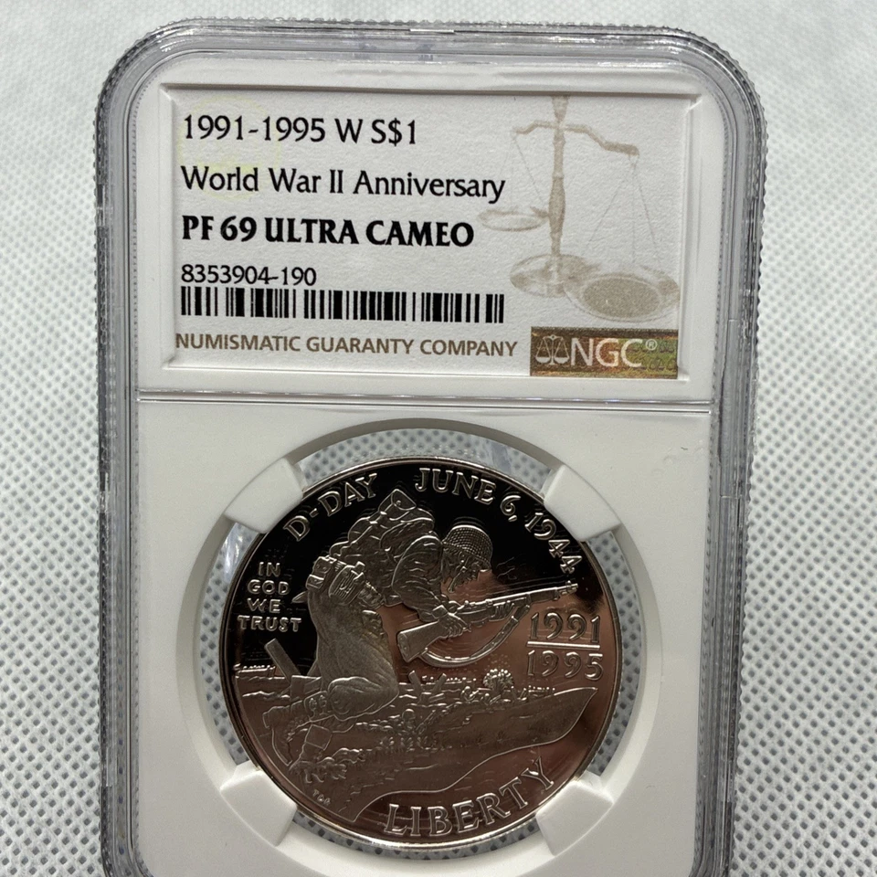 1991 - 1995 W SILVER $1 WORLD WAR II ANNIVERSARY NGC PF 69 ULTRA CAMEO Westpoint - Image 4 of 4