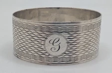 Antique English Sterling Silver Napkin Ring "G" initial engraving, dated 1931