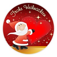 Weihnachtsaufkleber Weihnachtsmann Und Herz Rund Ø 30 Mm, 100 StüCk Auf Rolle